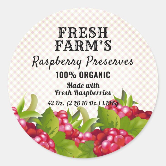 Vintage Raspberry Fruit Canning | Jam Label (Front)