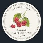 Vintage Raspberry Homemade Jam Jar label<br><div class="desc">Elegant Personalised hand painted watercolor vintage style Raspberry Jam jar label on off- white background. Use for your homemade jam's or anything you choose. Makes great gift. Fill your information on label and enjoy.</div>