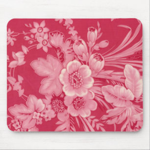Vintage Raspberry Red Floral Mouse Mat