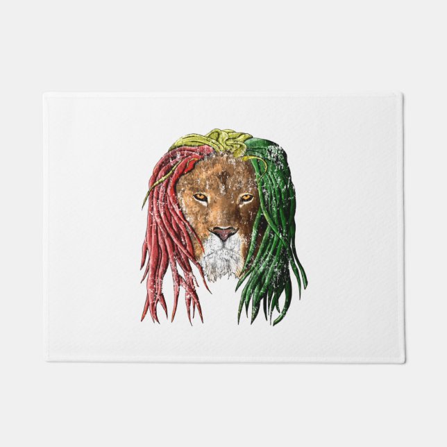 Vintage Rasta Reggae Lion Doormat (Front)