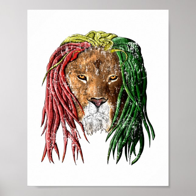 Vintage Rasta Reggae Lion Poster (Front)