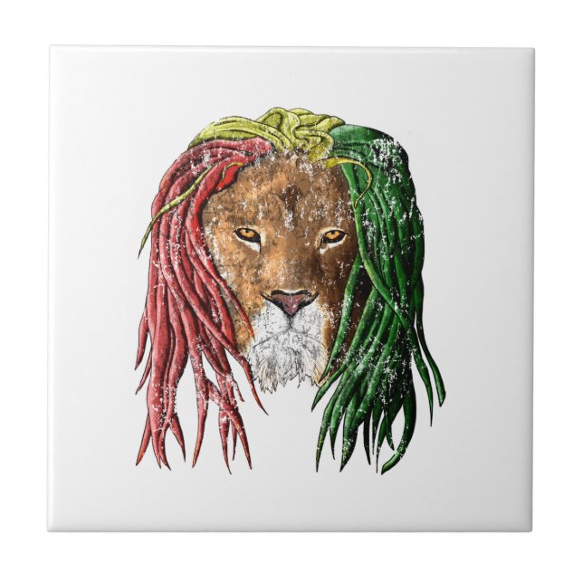 Vintage Rasta Reggae Lion Tile (Front)