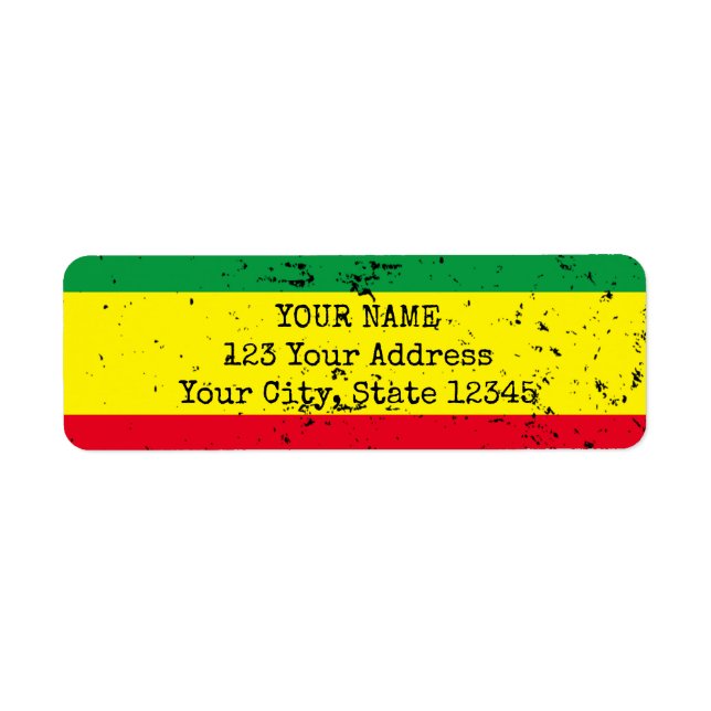 Vintage rastafarian flag reggae style address (Front)