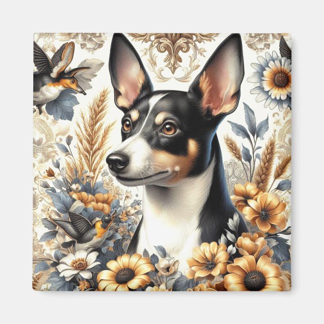 Vintage Rat Terrier Illustration Magnet (Front)