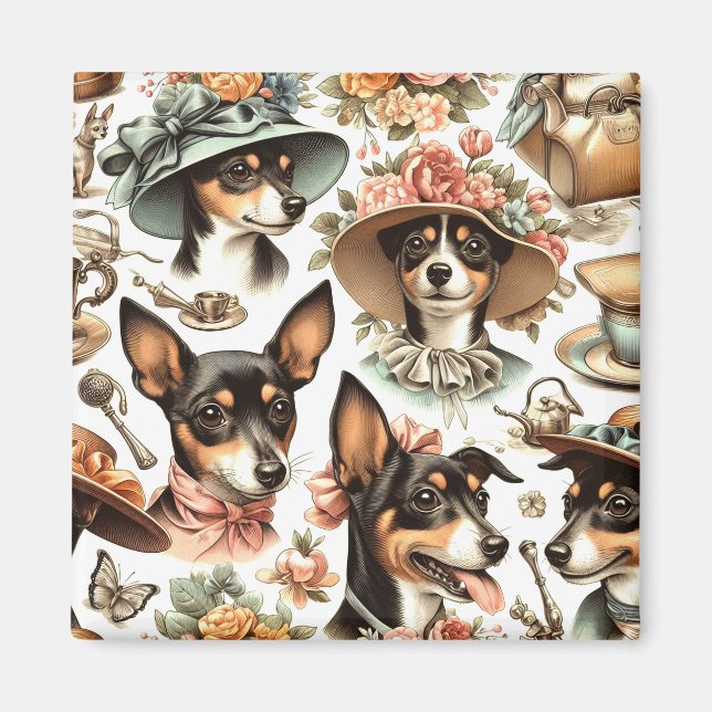 Vintage Rat Terrier Seamless Magnet (Front)
