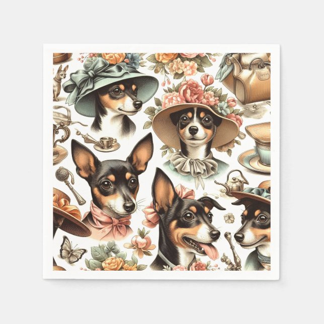 Vintage Rat Terrier Seamless Napkin (Front)