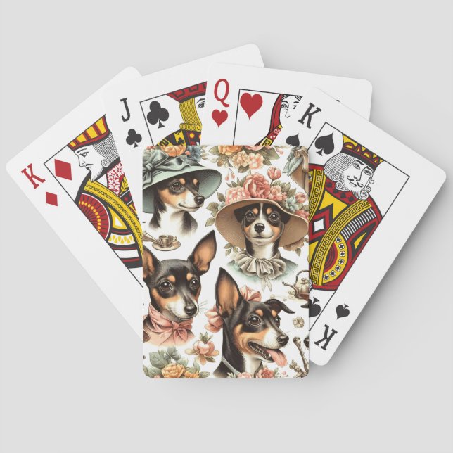 Vintage Rat Terrier Seamless Playing Cards (Back)