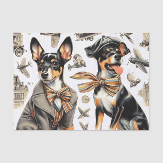 Vintage Rat Terrier Seamless Tissue Paper (Front)