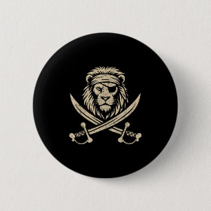Vintage Rate Lion And Crossbones Safari Animal 6 Cm Round Badge