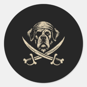 Vintage Rate Saint Bernard Crossbones Dog Lover Classic Round Sticker