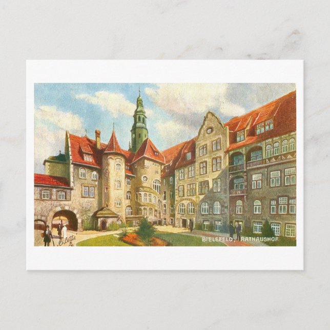 Vintage Rathaus Bielfeld Germany Postcard (Front)