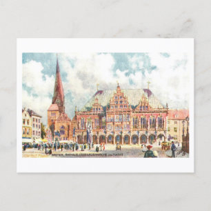 Vintage Rathaus, Bremen, Germany Postcard