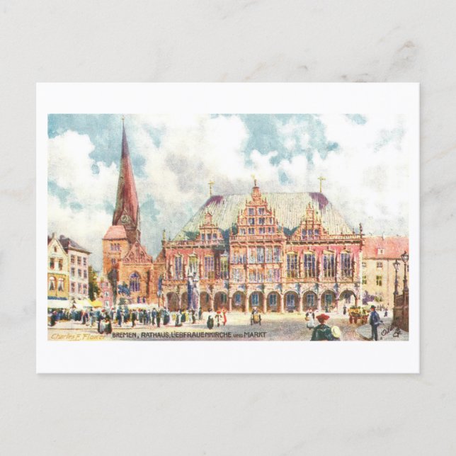 Vintage Rathaus, Bremen, Germany Postcard (Front)