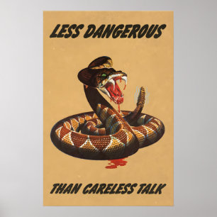 Vintage Rattlesnake  Fine Art Print. War Time Poster