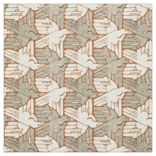 Vintage Raven Bird Pattern Fabric