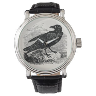 Vintage Raven Black Bird Crow Personalised Birds Watch