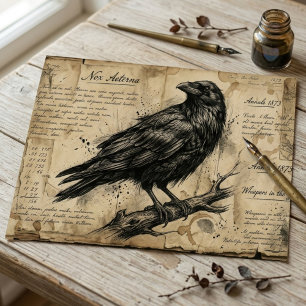 Vintage Raven Dark Academia Decoupage Tissue Paper