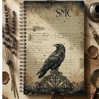 Vintage Raven Dark Academic Script Planner