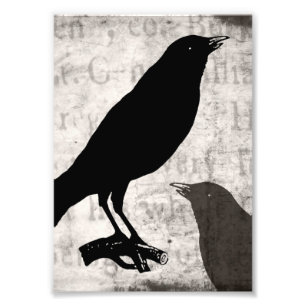 Vintage Raven Goth Collage Customised Birds Crow Photo Print