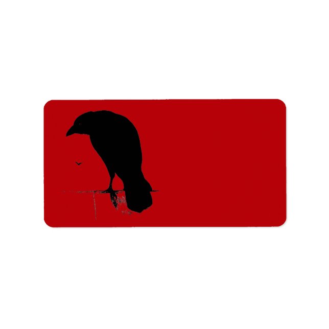 Vintage Raven on Blood Red Template Label (Front)