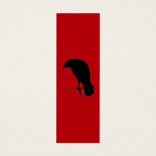 Vintage Raven on Blood Red Template Mini Business Card