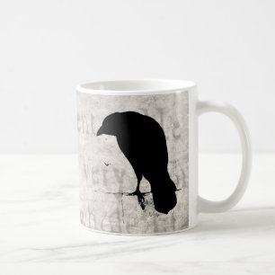 Vintage Raven Silhouette Black Ravens and Crows Coffee Mug