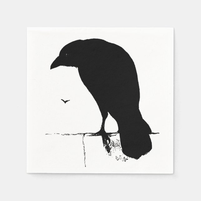 Vintage Raven Silhouette Retro Goth Ravens Crow Napkin (Front)
