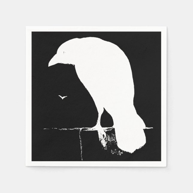 Vintage Raven Silhouette Retro Goth Ravens Crow Napkin (Front)