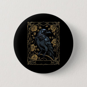 Vintage Raven Tarot Card Gothic Wiccan Pagan Witch 6 Cm Round Badge