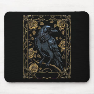 Vintage Raven Tarot Card Gothic Wiccan Pagan Witch Mouse Mat