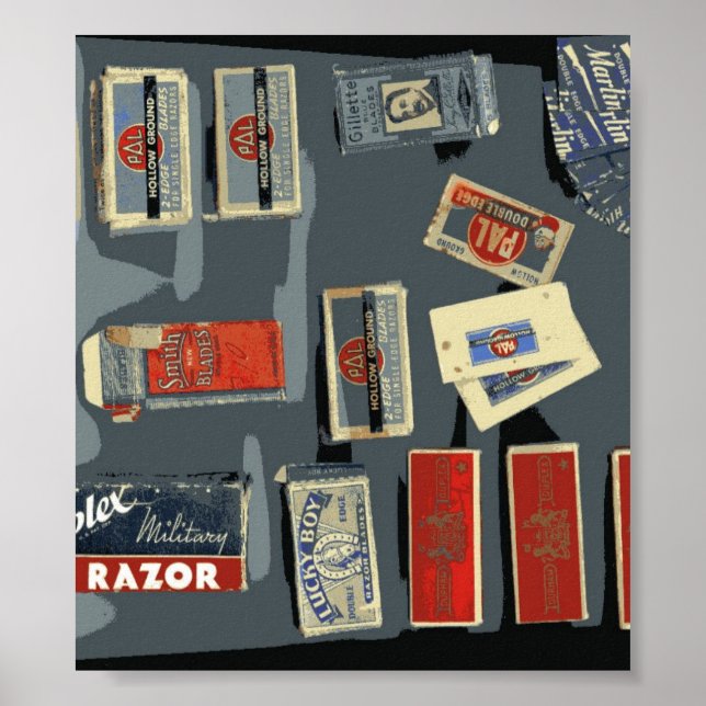 Vintage Razor Blade Brands Poster (Front)