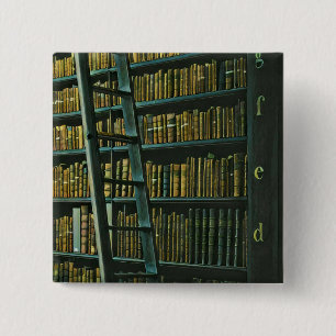 Vintage reading artwork gift 15 cm square badge