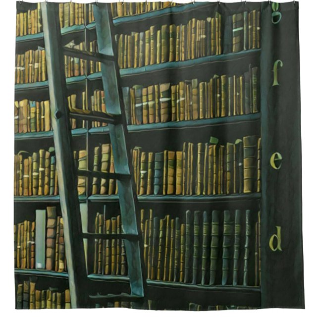 Vintage reading artwork gift shower curtain (Front)