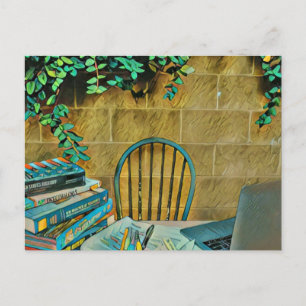 Vintage reading artwork postcard