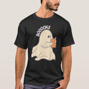 Vintage Reading Book Boo Ghost Halloween Graphic T-Shirt
