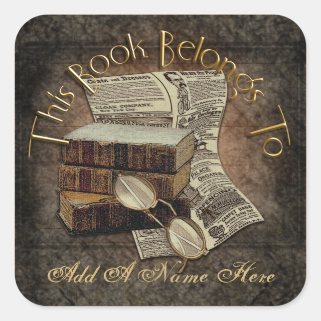 Vintage Reading Bookplate Stickers (Front)