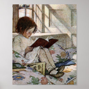Vintage Reading Girl Poster