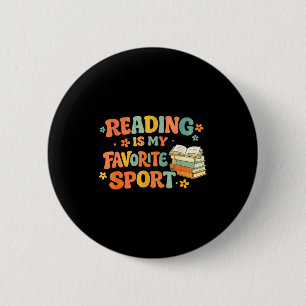 Vintage reading is favourite sport funny bookworm 6 cm round badge