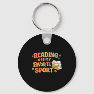 Vintage reading is favourite sport funny bookworm key ring