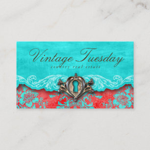 VINTAGE Real Estate Real Estate Agent Antique Lock Business Card
