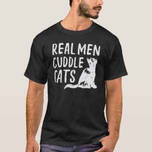 Vintage Real Men Cuddle Cats Fuuny Cute Cat T-Shirt