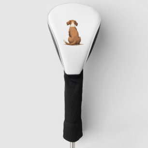 Vintage Rear View Dog Illustration Tan and White P Golf Head Cover