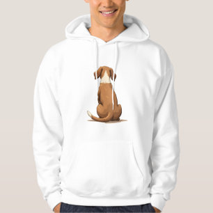 Vintage Rear View Dog Illustration Tan and White P Hoodie