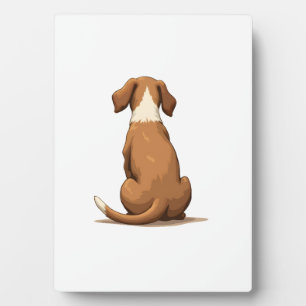 Vintage Rear View Dog Illustration Tan and White P Plaque