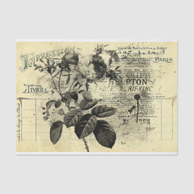 Vintage Receipt Tissue Paper (Front)