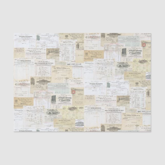Vintage Receipts Tissue Paper (Front)