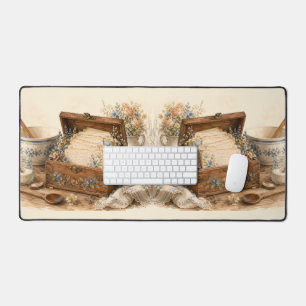 Vintage Recipe Box Cottage Kitchen Desk Mat