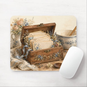 Vintage Recipe Box Cottage Kitchen Mouse Mat