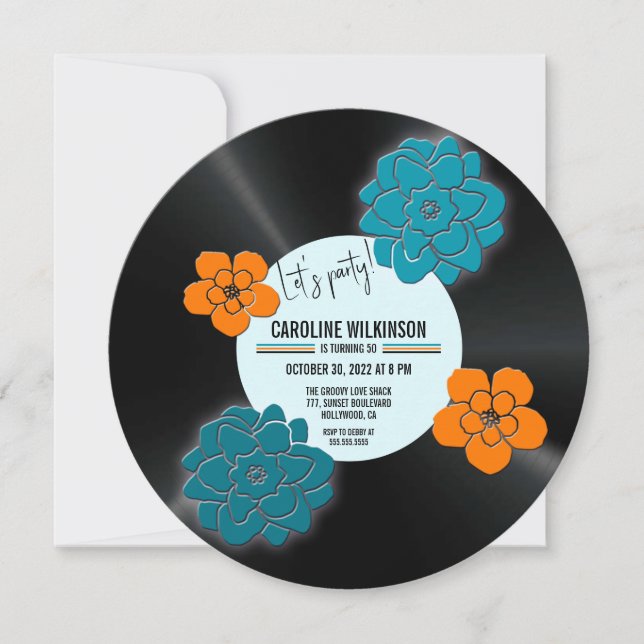 Vintage Record 50th Birthday Invitation (Front)