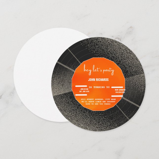 Vintage Record Birthday invitation (Front/Back)